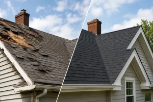 Dilapidated vs renewed roof comparison
